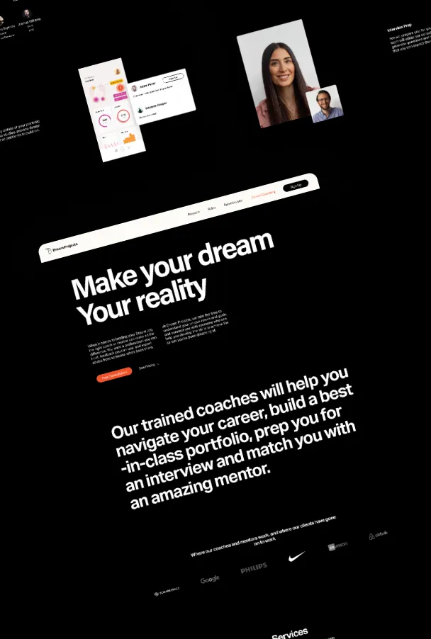 Dream Projects website design.